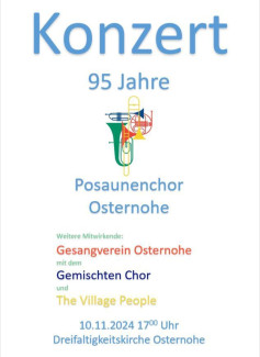 Plakat zum Jubiläumskonzert mit Logo des Posaunenchors