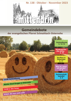 Titelmotiv: Zwei Heuballen auf einem korngelben Feld mit jeweils einem auf der flachen Seite darauf gezeichneten lachenden Smiley