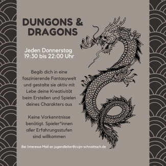 Aktueller Flyer 2023-09 für die CVJM-Gruppe „Dungeons & Dragons“