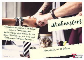 Aktueller Flyer 2023-03 für die CVJM-Gruppe „Wochenstart“